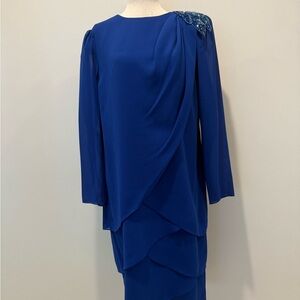 Ursula of Switzerland Blue Embellished Asymmetrical Dress